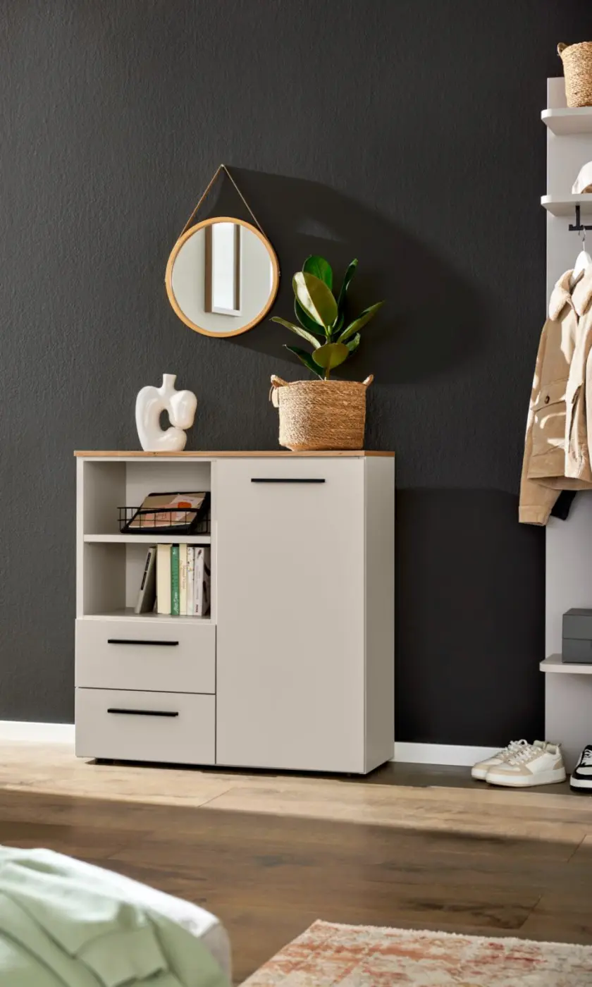 Interliving Kommode Serie 1702 Artisan Eiche / Sandgrau ca. 92 x 97 x 36,5cm(Interliving  Kommode SerieInterliving-1702 Artisan Eiche / Sandgrau)