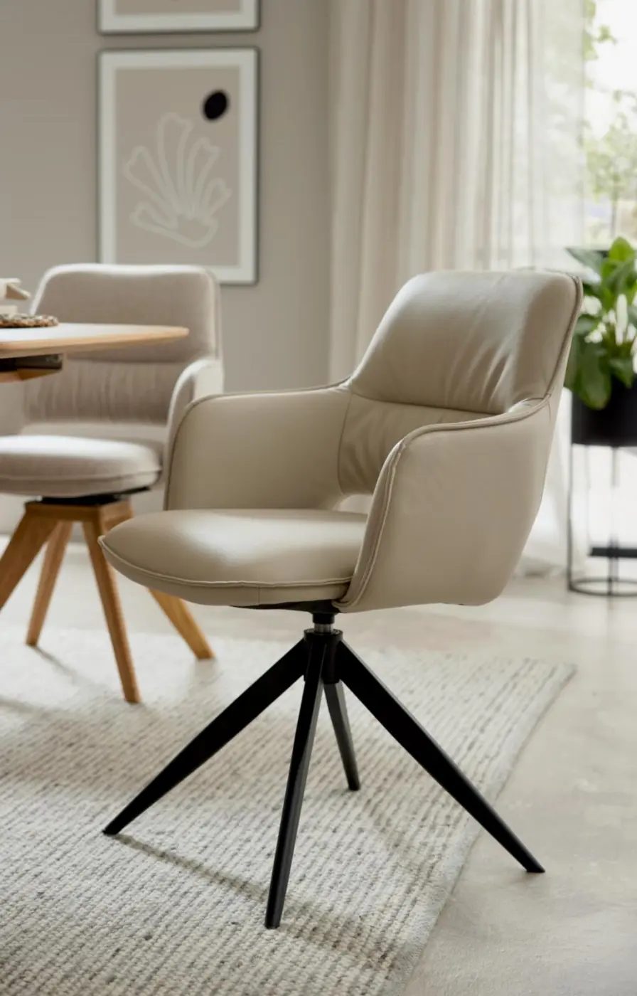 Interliving  Design-Schalensessel Serie 5124 creme/Eiche
