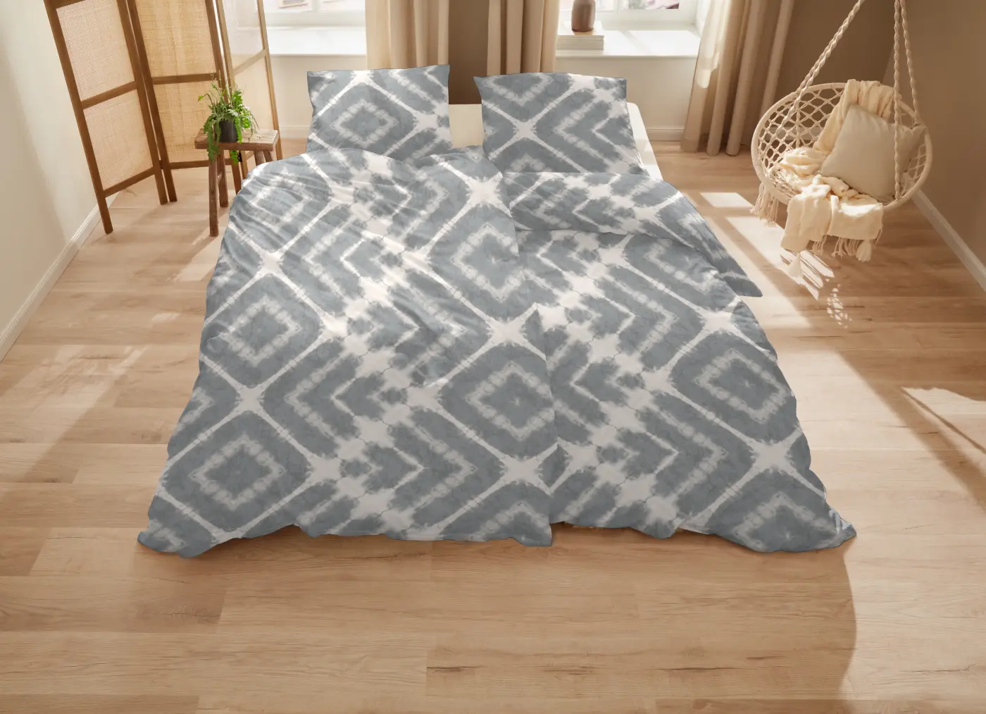 Hahn Mako-Satin Bettwäsche 135 x 200/80 x 80 cm  grau-braun