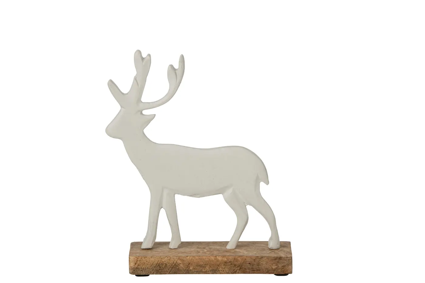 Jolipa Hirsch mit Holzfuß weiß/braun 18x5x21,5cm
