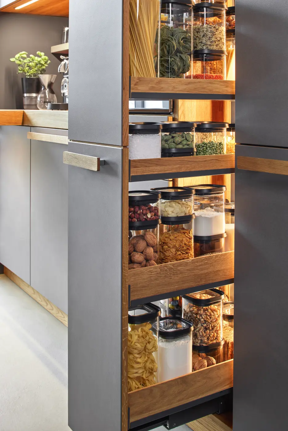 GEFU Vorratsdose PANTRY  2.500 ml schwarz/silber Borosilikatglas|Kunststoff|Kunststoff