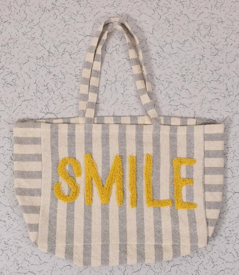 DONE. Strandtasche beige/gelb 70x37x49cm