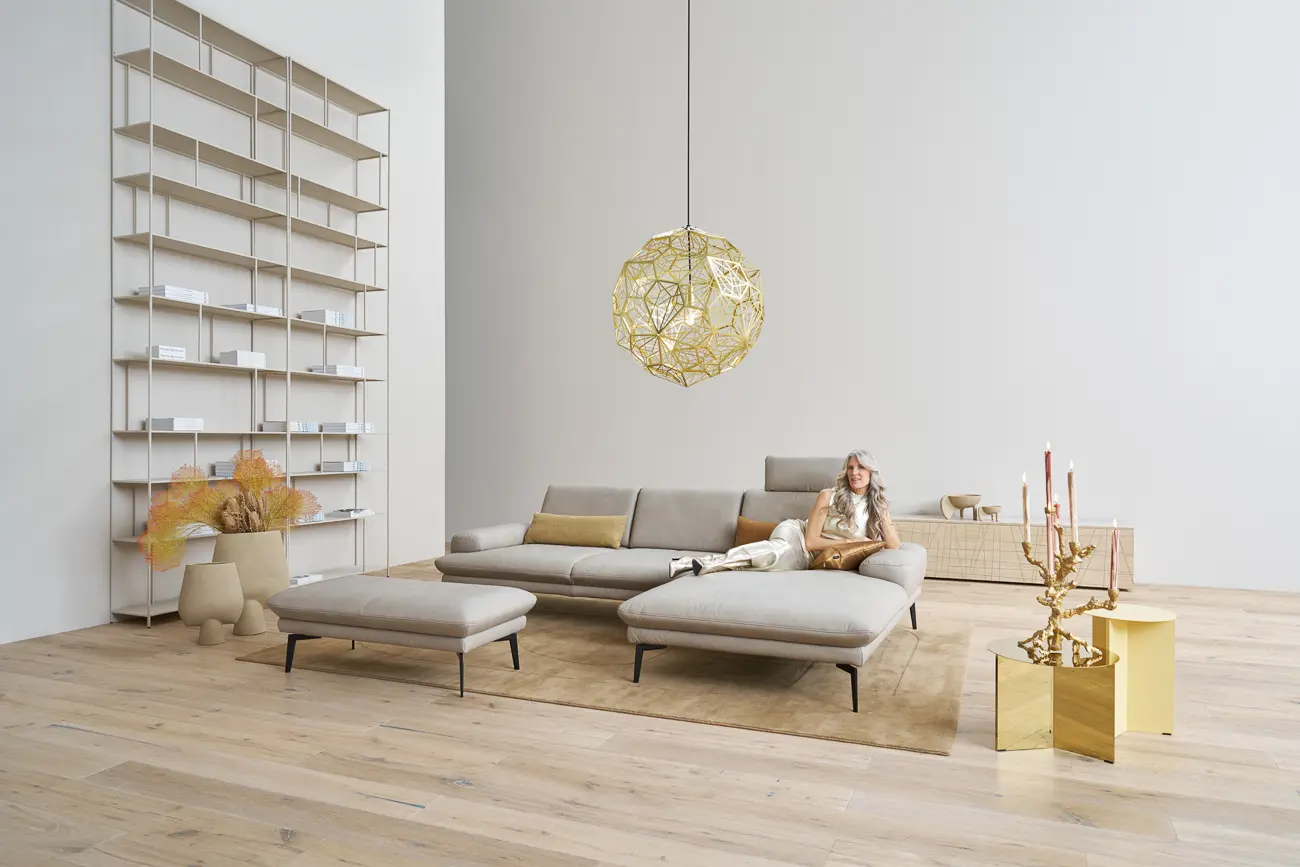 Himolla  Wohnlandschaft Tangram  9455 mit Zubehör Stoff  Caramel ca. 296 x 193 cm