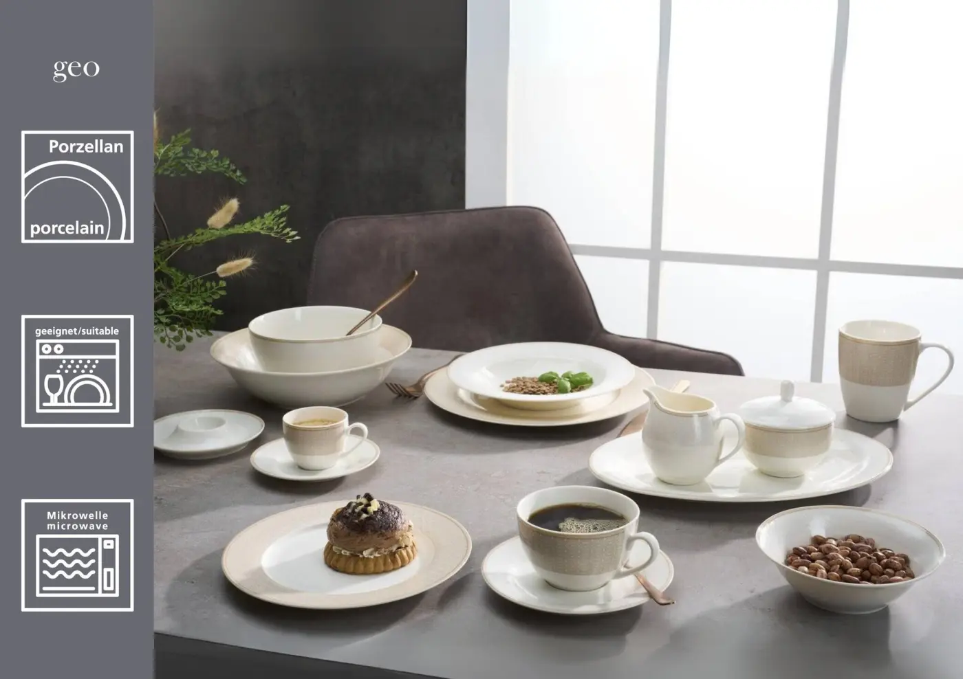 Ritzenhoff & Breker Kaffeeset 18 tlg Geo BeigeWeiß 