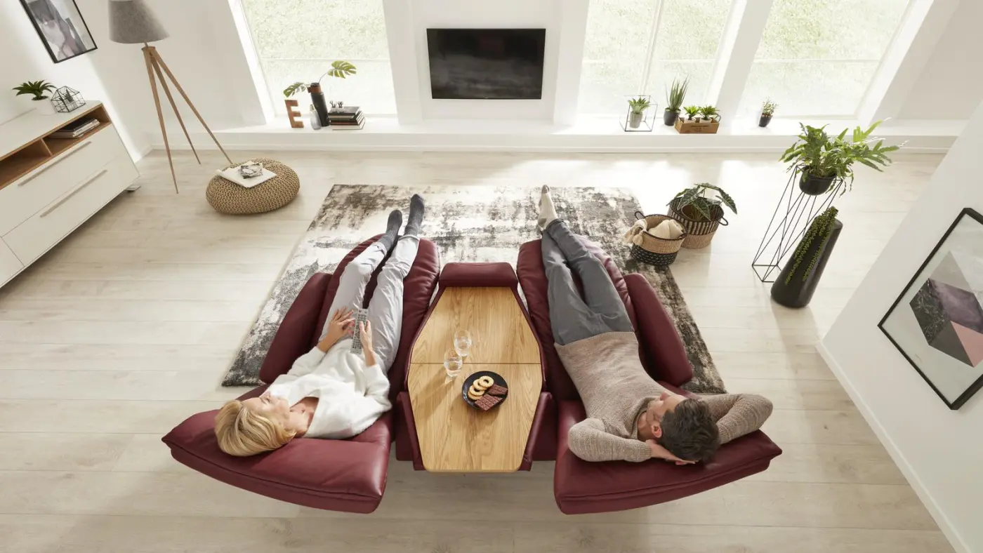 INTERLIVING Trapezsofa Serie 4210 mit Verstellung dunkelrot ca. 220 cm breit