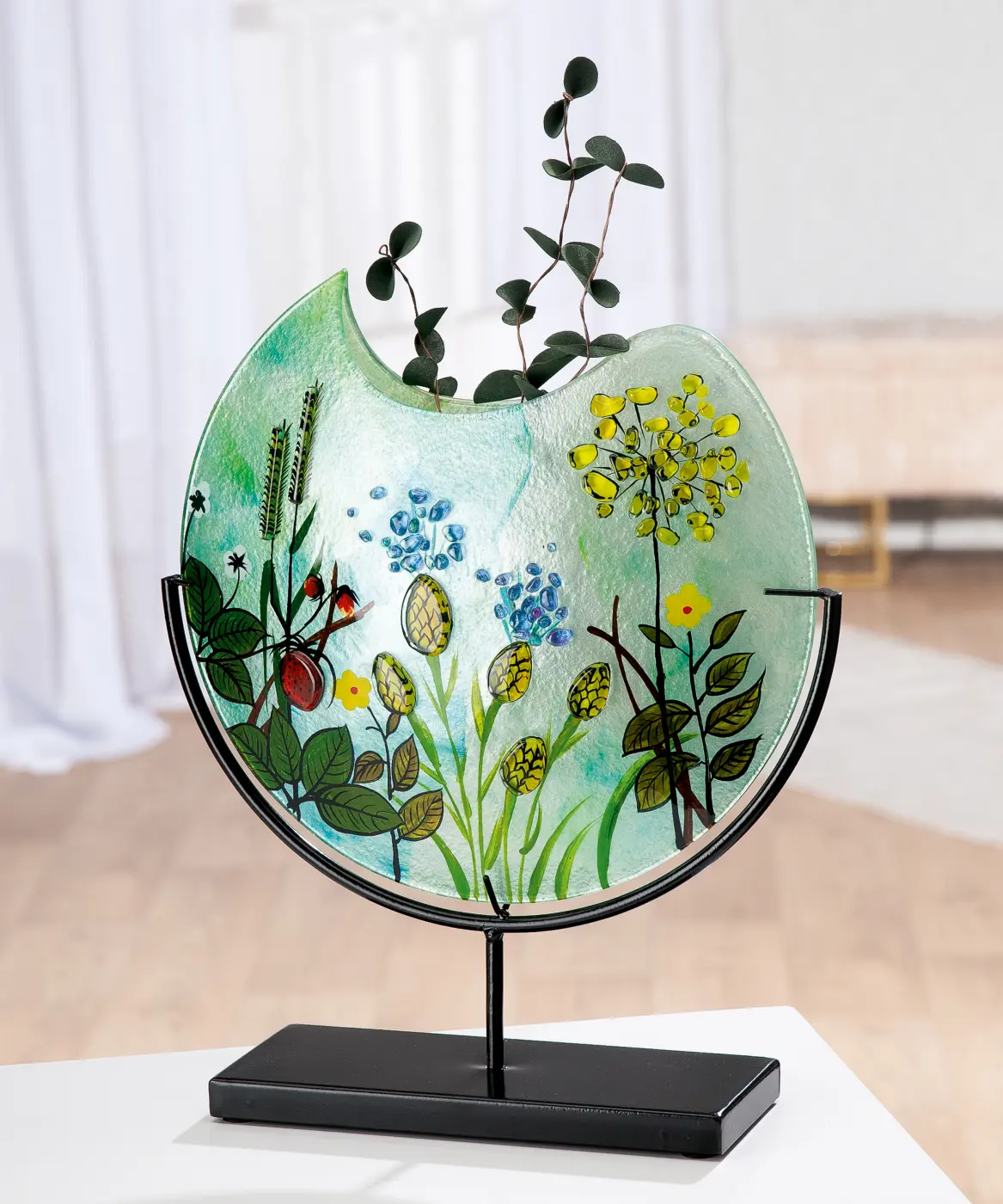 Gilde Glass Art Vase "Wild Flowers"