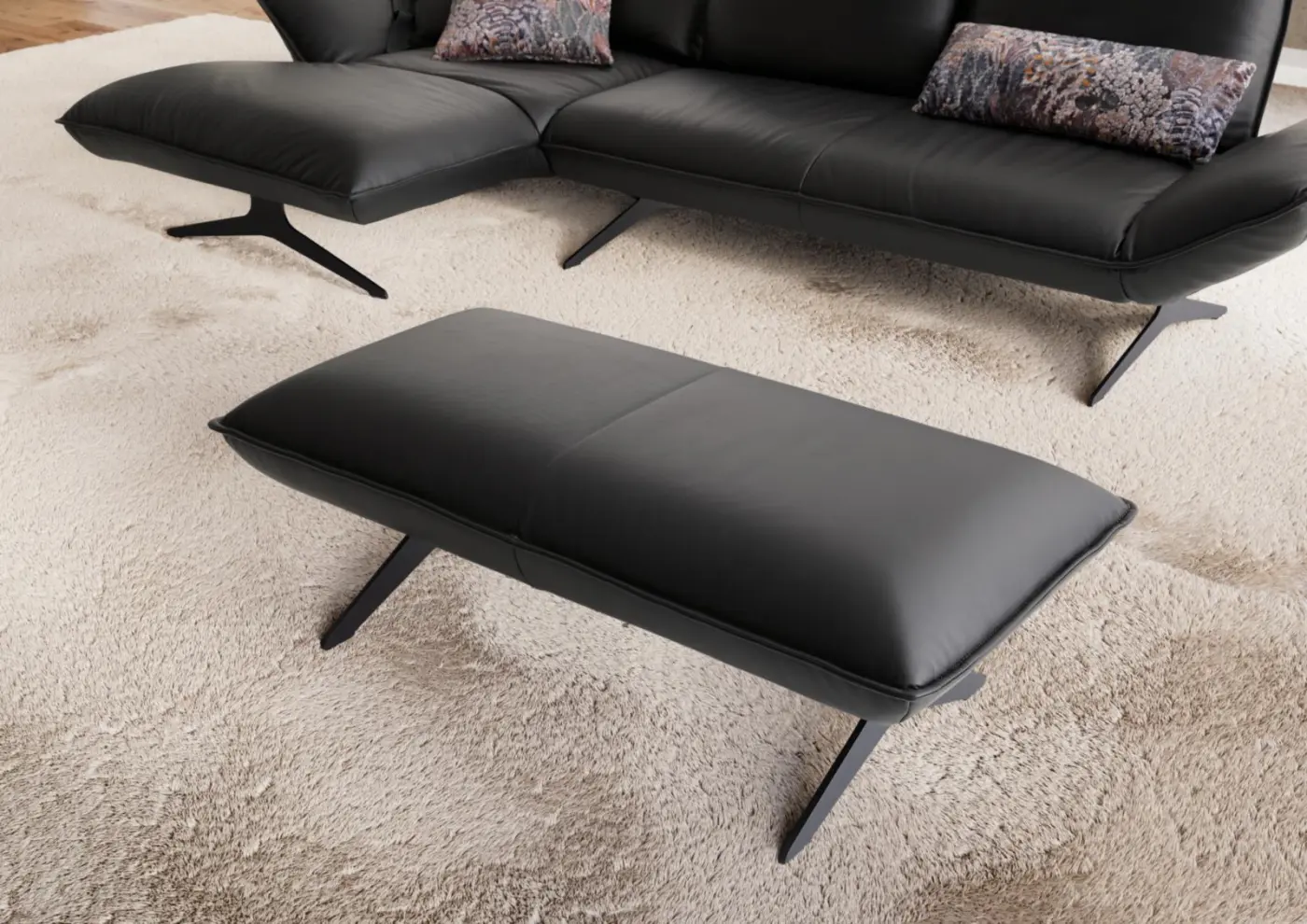 Koinor Hockerbank schwarz ca. 122x 44x62 cm