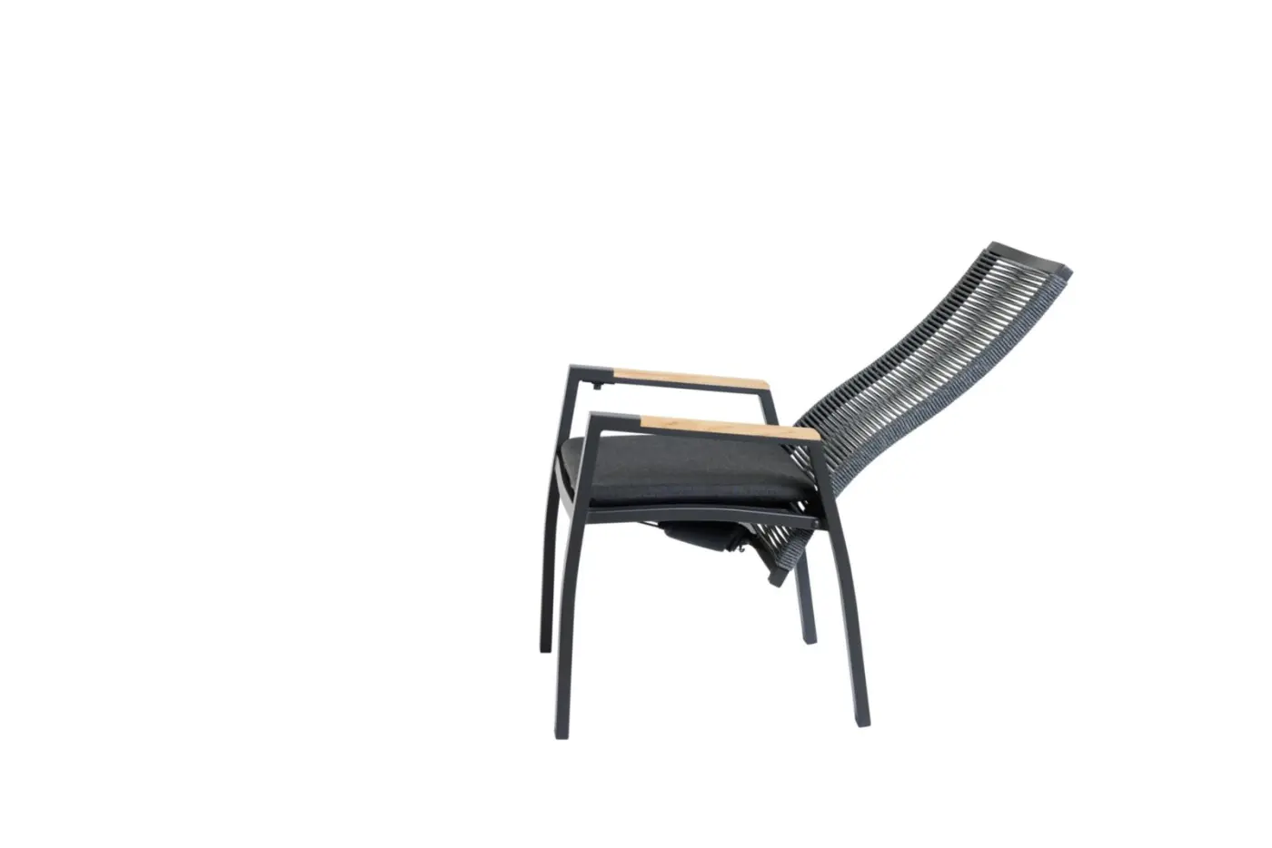 lnterliving Gartenstuhl Serie 7011 mit Rückenverstellung und Teak Armlehne hellgrau/anthrazit