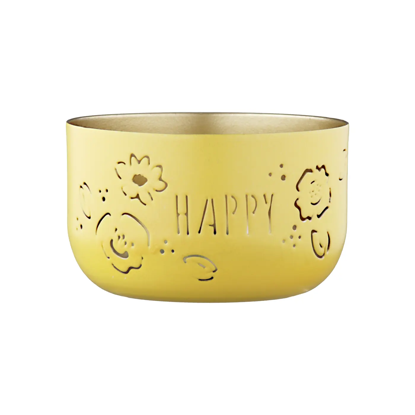 Gilde Teelichtleuchter rund gelb 5 cm Metall