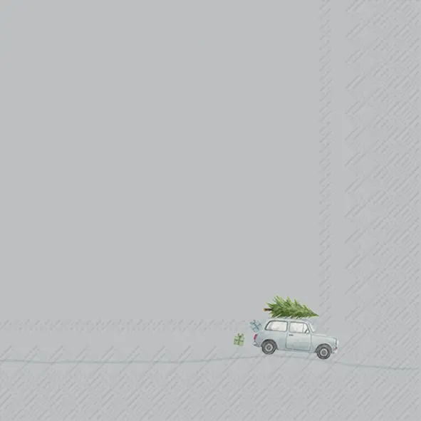 Ihr Lunch-Servietten TINY CHRISTMAS CAR blue grey 33X33 cm
