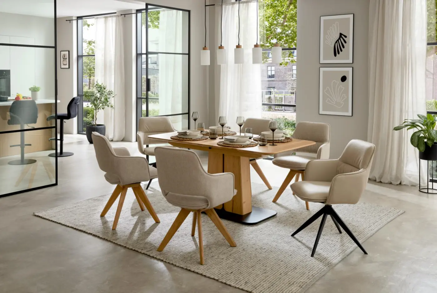 Interliving  Design-Schalensessel Serie 5124 creme/schwarz