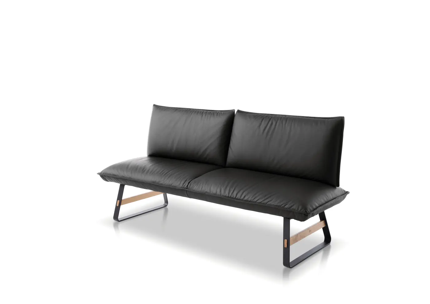 Koinor Sitzbank SOUL Leder schwarz/Querstrebe Wildeiche  ca. 198 cm