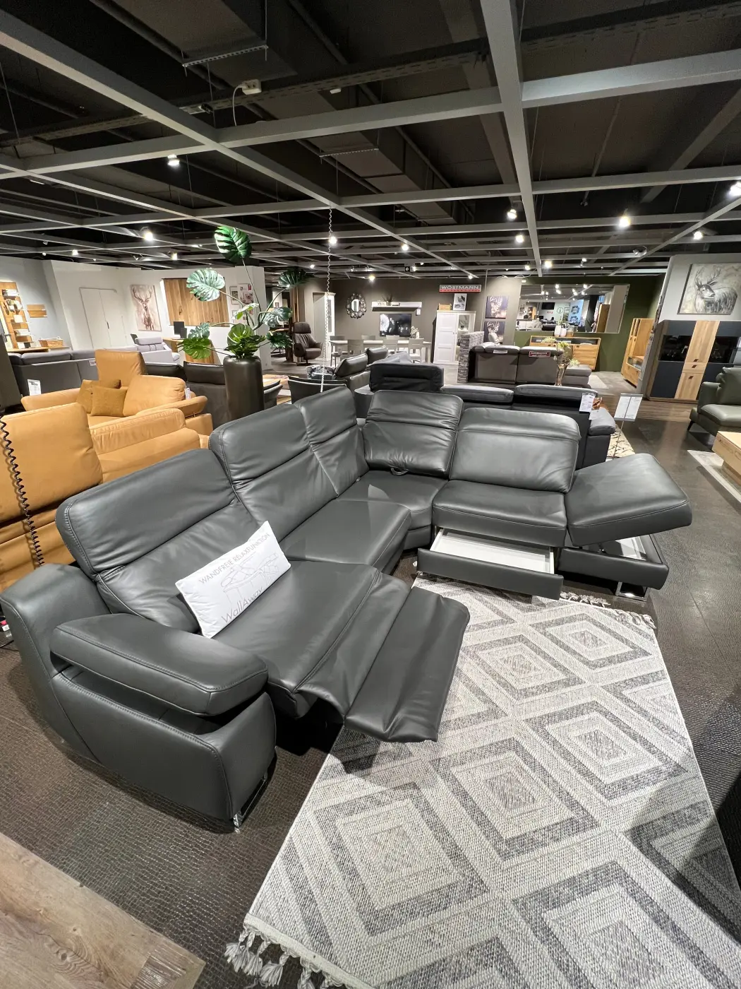 Hukla Wohnlandschaft mit Funktionen anthrazit ca. 291 x 261 cm