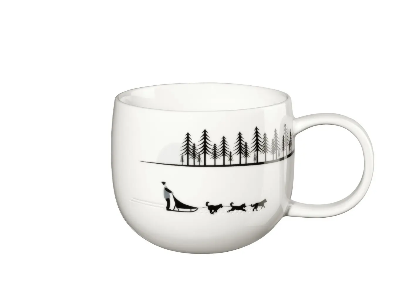 ASA  Becher snow tracks sled dogs Motiv glänzend D. 10 cm, H. 8,5 cm, 0,4 l.