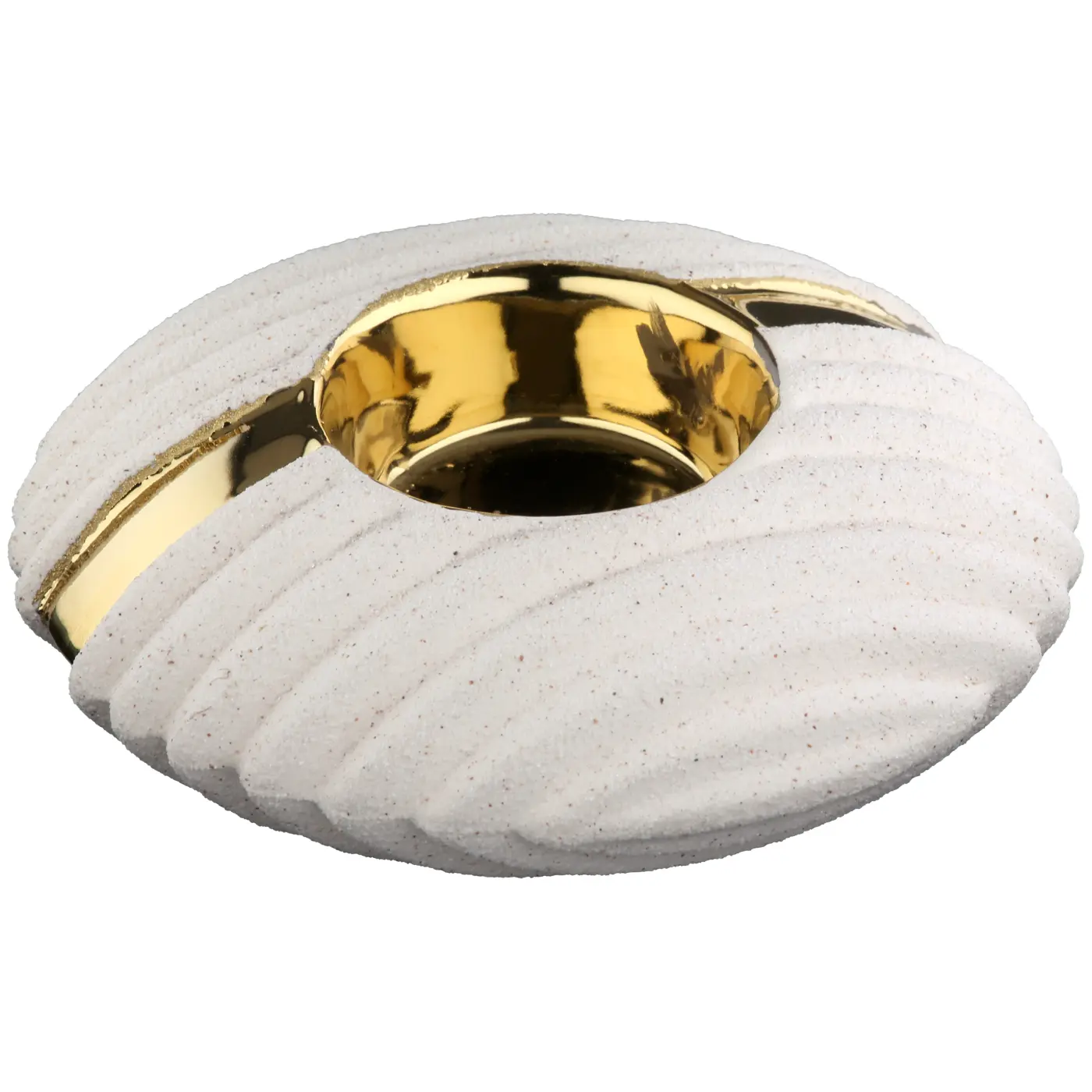 Gilde Teelichtleuchter Dune beige H 3.5 x Ø 12 cm