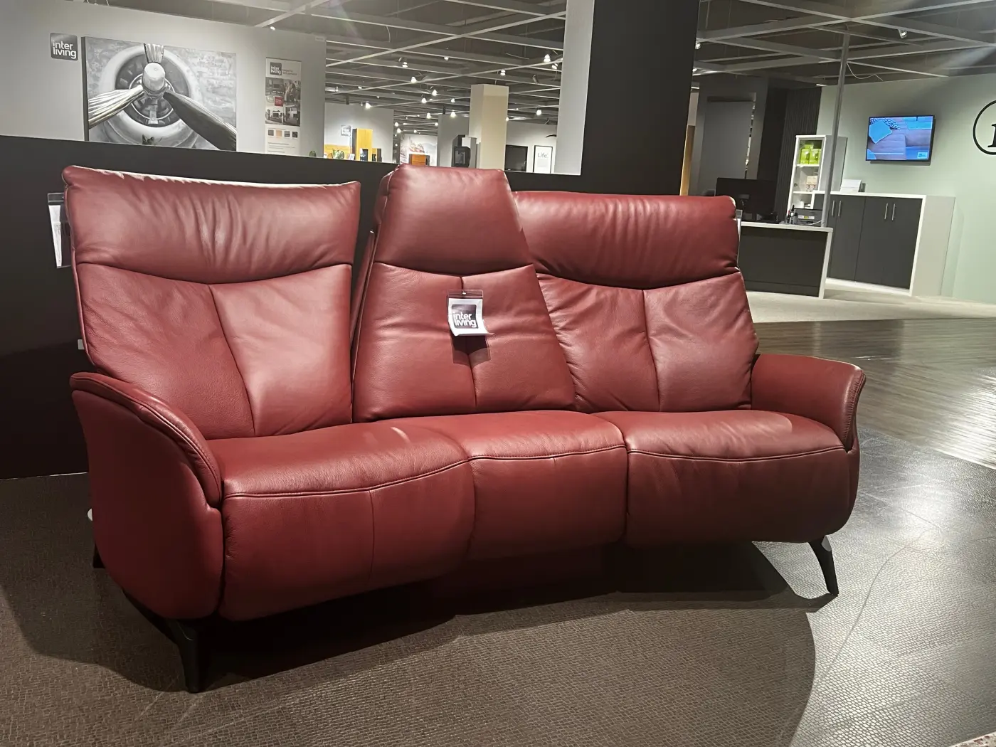 INTERLIVING Trapezsofa Serie 4210 mit Verstellung dunkelrot ca. 220 cm breit