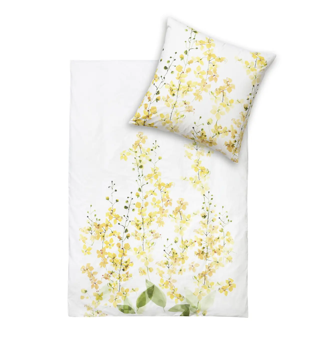 Estella Mako - Satin Bettwäsche gelb 135 x 200/80 x 80 cm