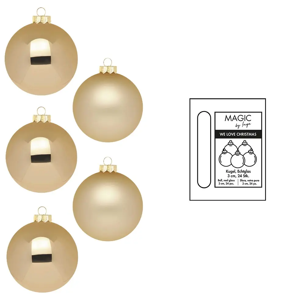 Inge Glas Kugel-Set, 24-tlg., 3 cm Gold