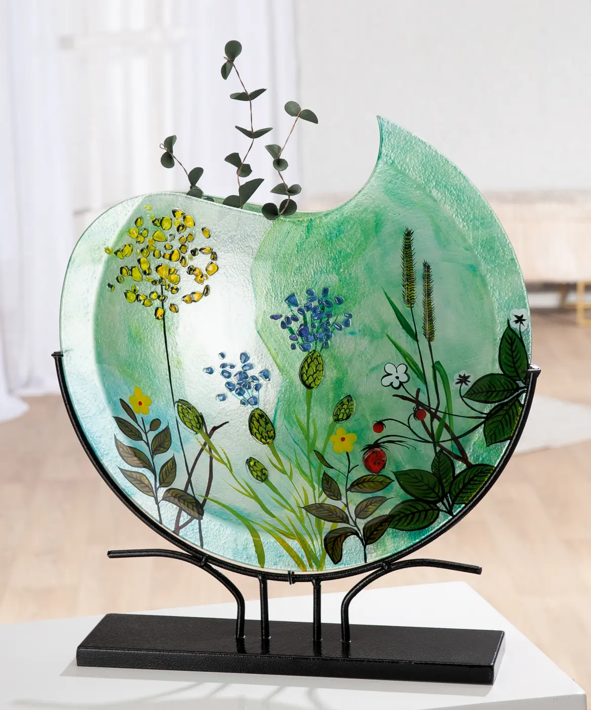 Gilde Glass Art Bodenvase "Wild Flowers"