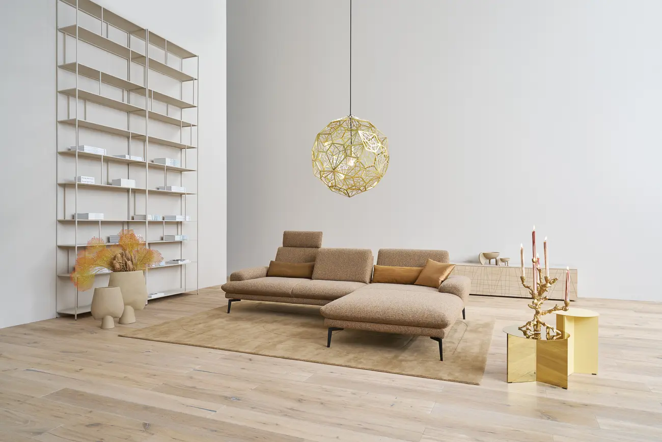 Himolla  Wohnlandschaft Tangram  9455 mit Zubehör Stoff  Caramel ca. 296 x 193 cm