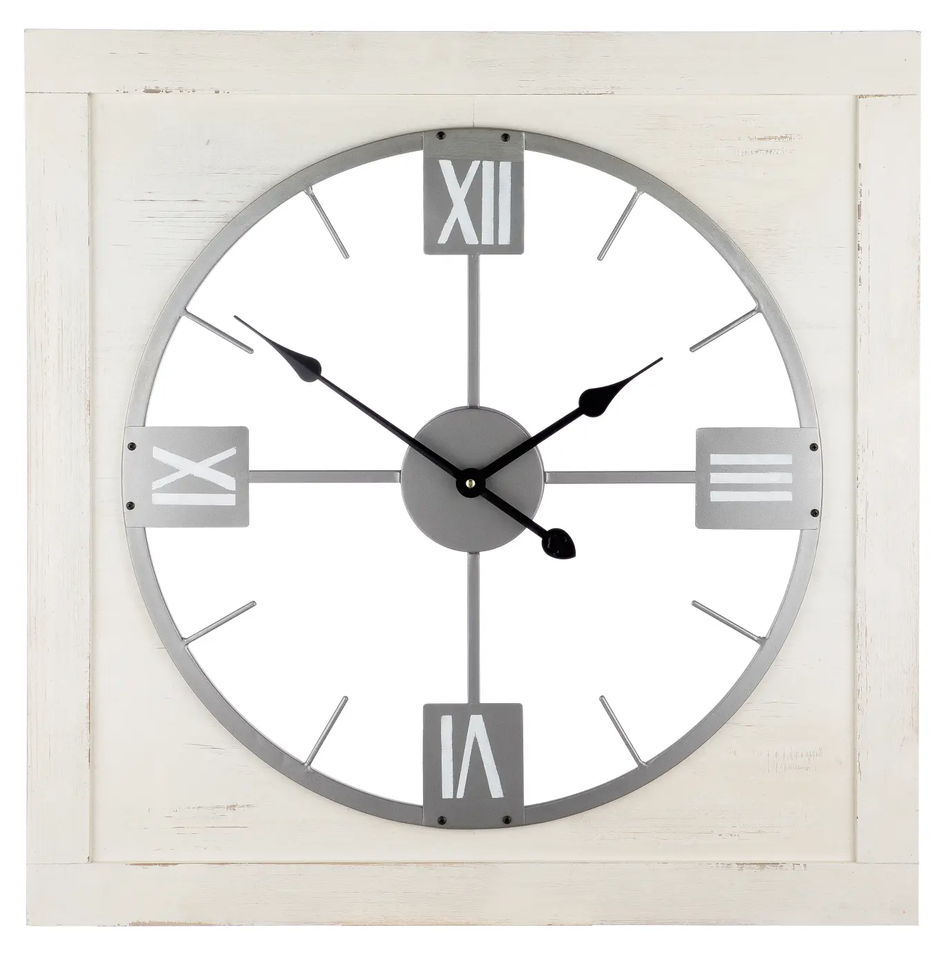 Gilde Handwerk Wanduhr quadratisch Metall creme