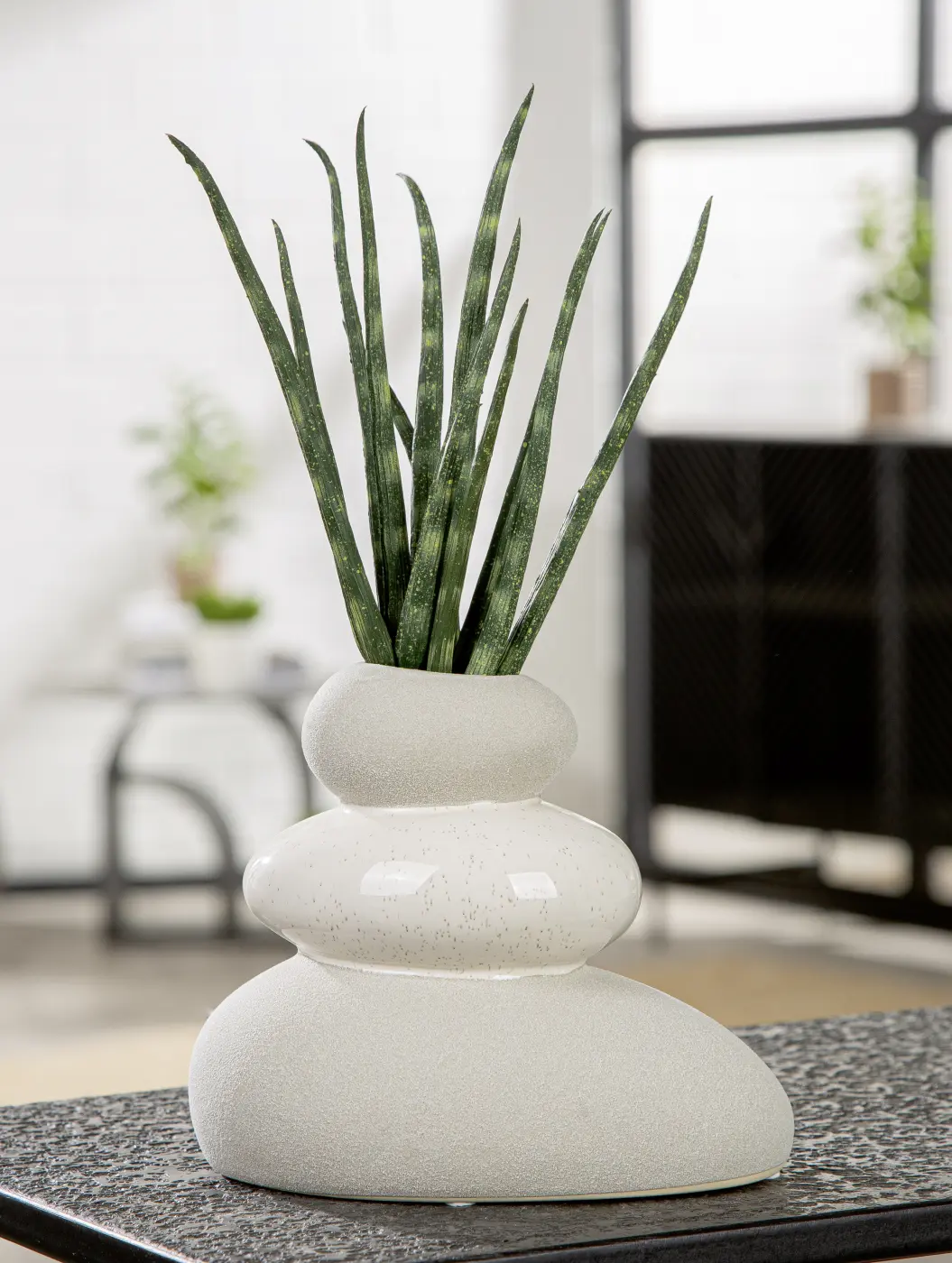 Gilde Handwerk Vase "Stones"  Keramik braun, hellgrau, dunkelgrün