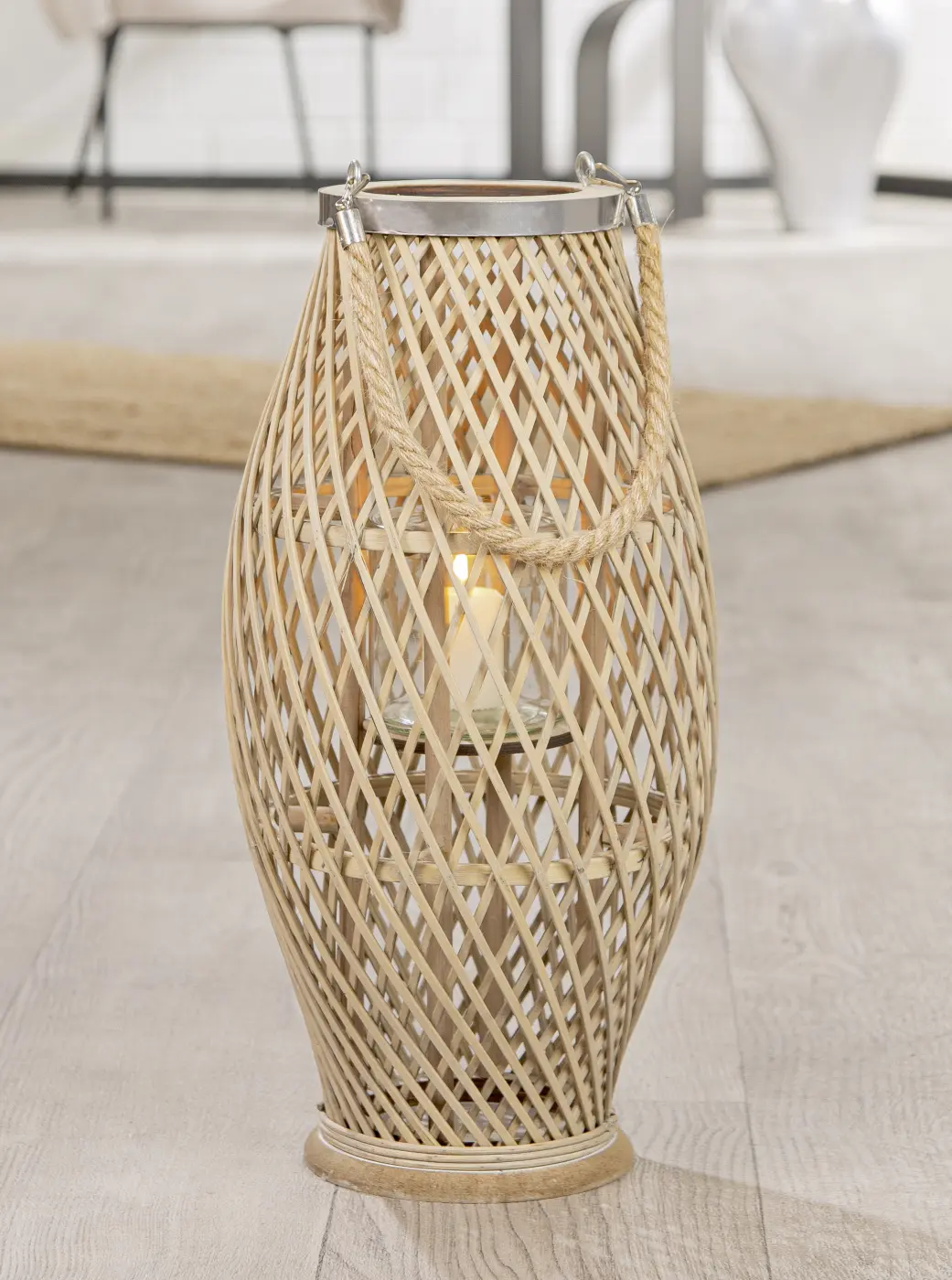 Gilde Handwerk Laterne/Windlicht "Baku"  Bambus naturfarben