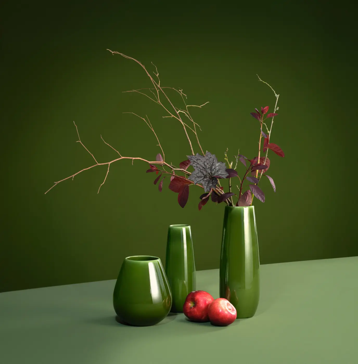 ASA Vase  ease grün D. 8 cm, H. 32 cm