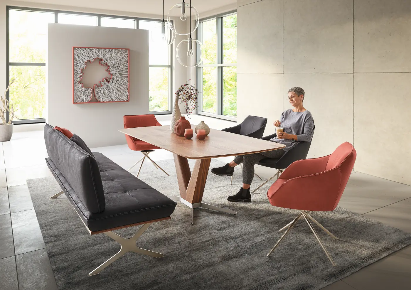 Koinor Einzelbank DINING Leder  schwarz ca. 214 cm breit