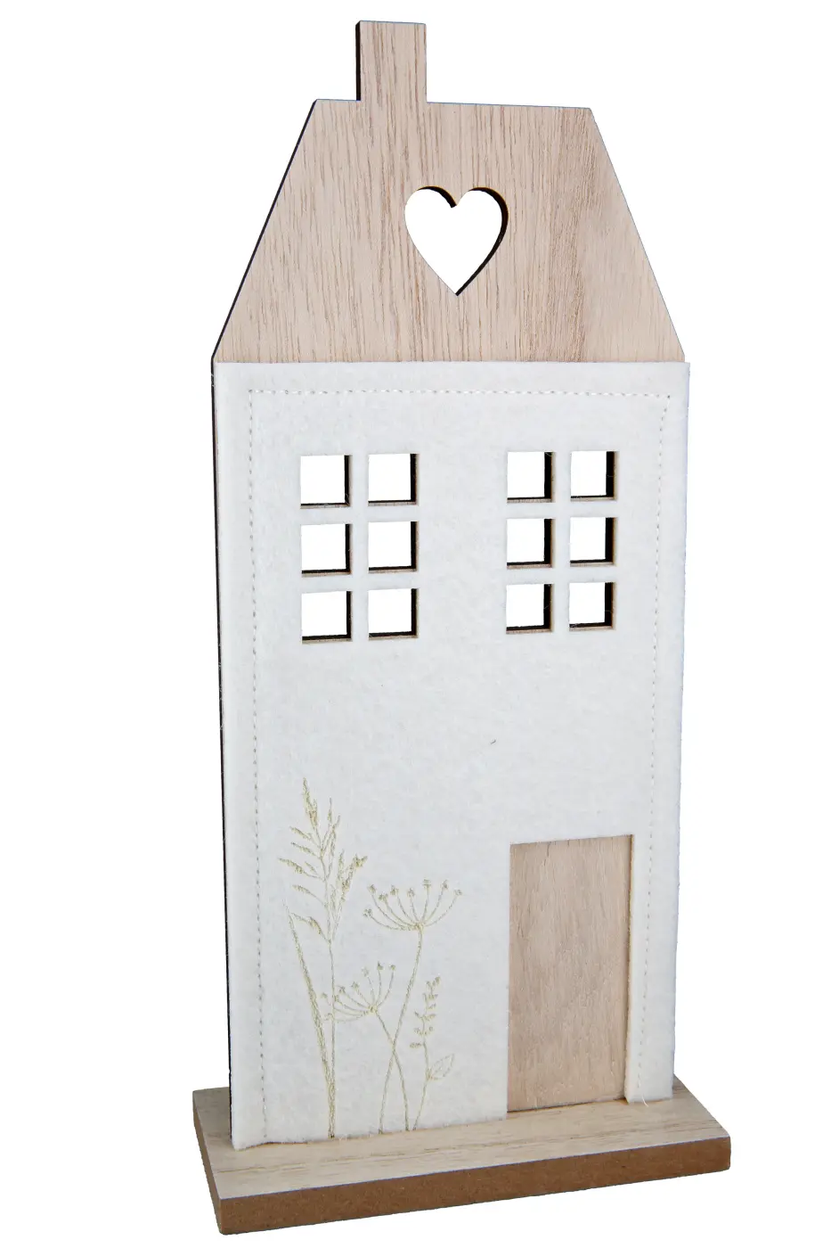 Gilde Standrelief Haus weiß 24 cm Filz, Holz