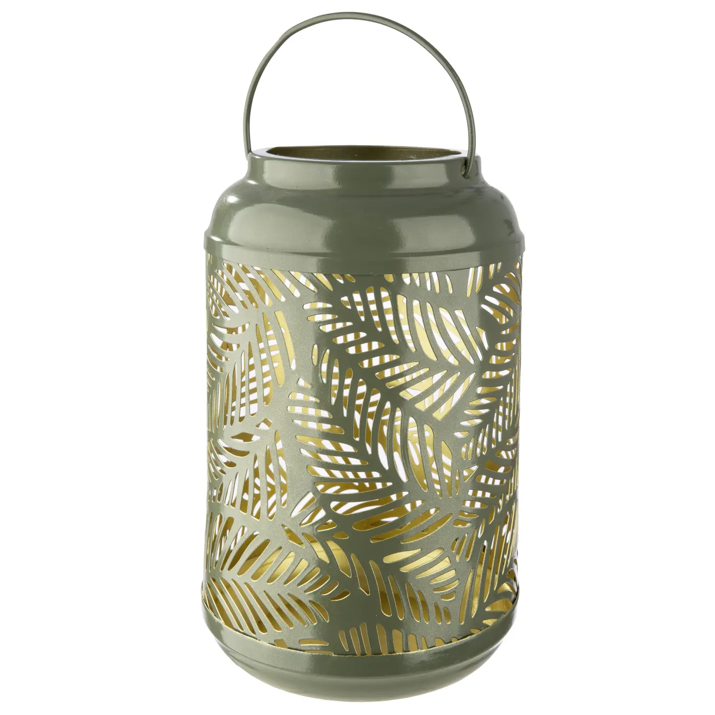 Gilde Handwerk Teelichtleuchter "Leaves" Blattdesign, Metall grün, innen goldfarben