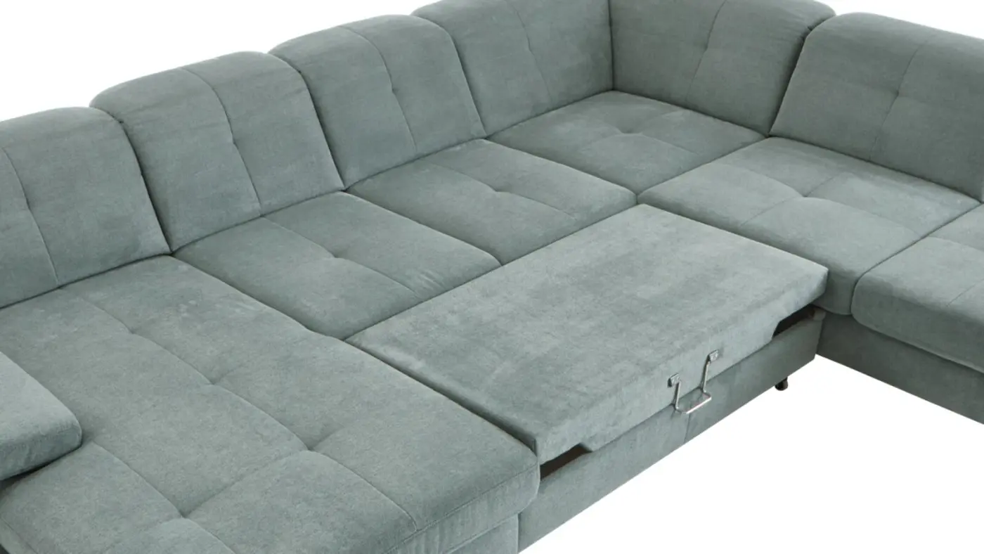 Megapol Wohnlandschaft mit Funktionen MM-MP1206 hellgrau ca. 198 x 351 x 259 cm