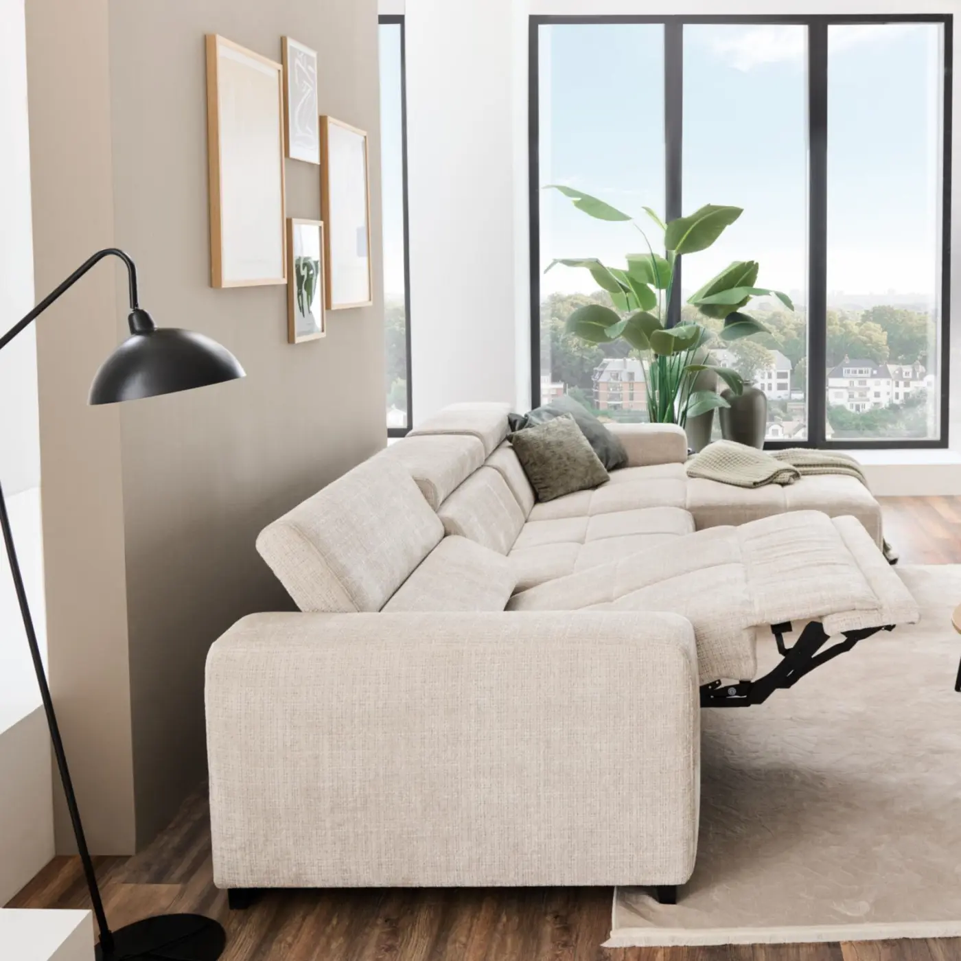 Megapol Wohnlandschaft VS-MP1215 mit Funktion creme grau ca. 319 x 195 cm