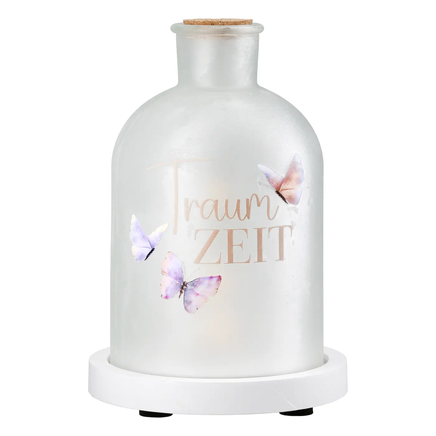 Gilde LED Flasche Schmetterlingstanz "Traumzeit" Glas weiß