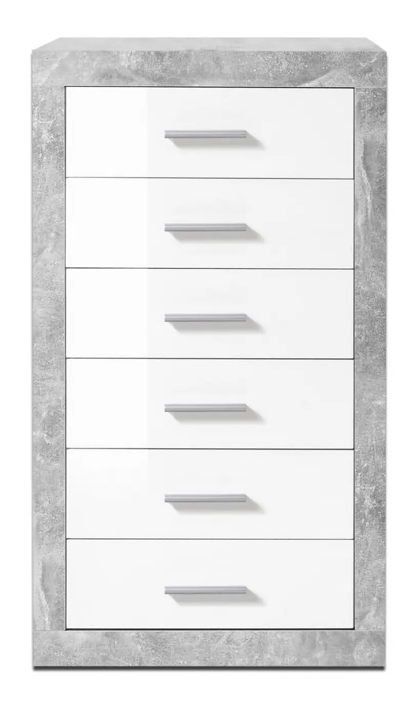 BegaConsult  STONE Kommode 10 Beton / Weiß glanz BHT ca.  66x102x37 cm