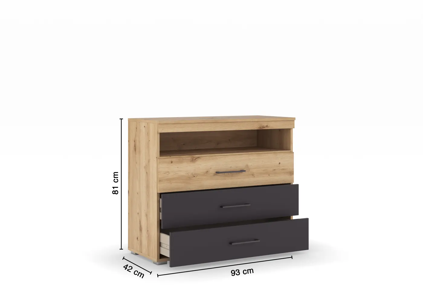 Rauch  Kommode 3 SBK  Bilbao Extra Eiche Artisan  B/H/T: 93 x 81 x 42 cm
