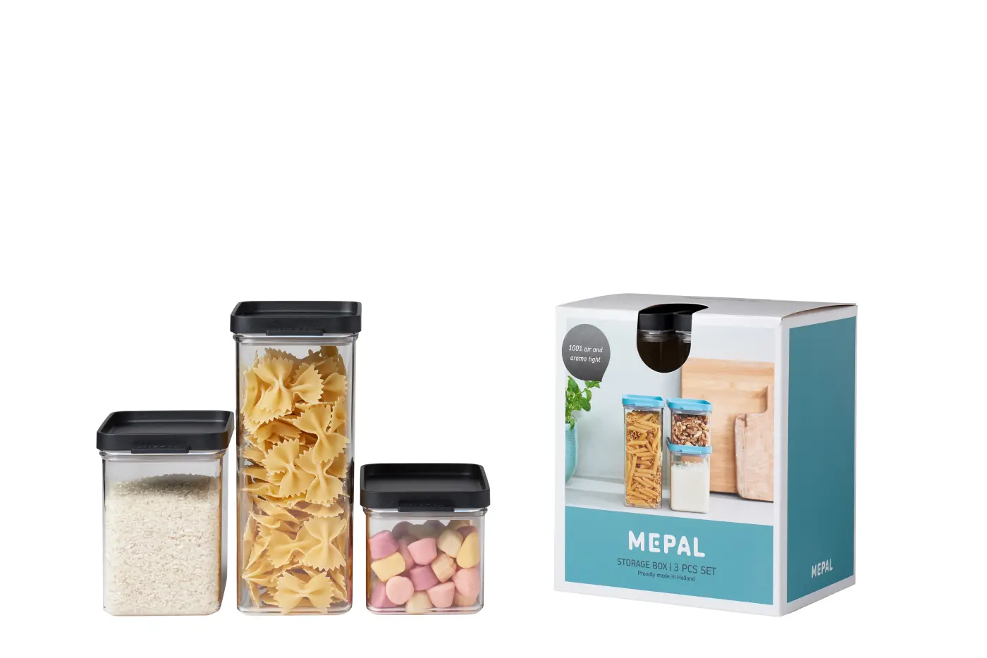 Mepal Vorratsdose-Set 3-tlg. 700/1100/2000 ml schwarz