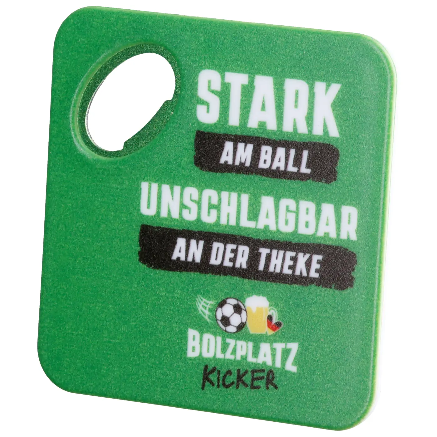 Gilde Flaschenöffner "Fußball" "Stark am Ball - unschlagbar an der Theke - Bolzplatz Kicker"