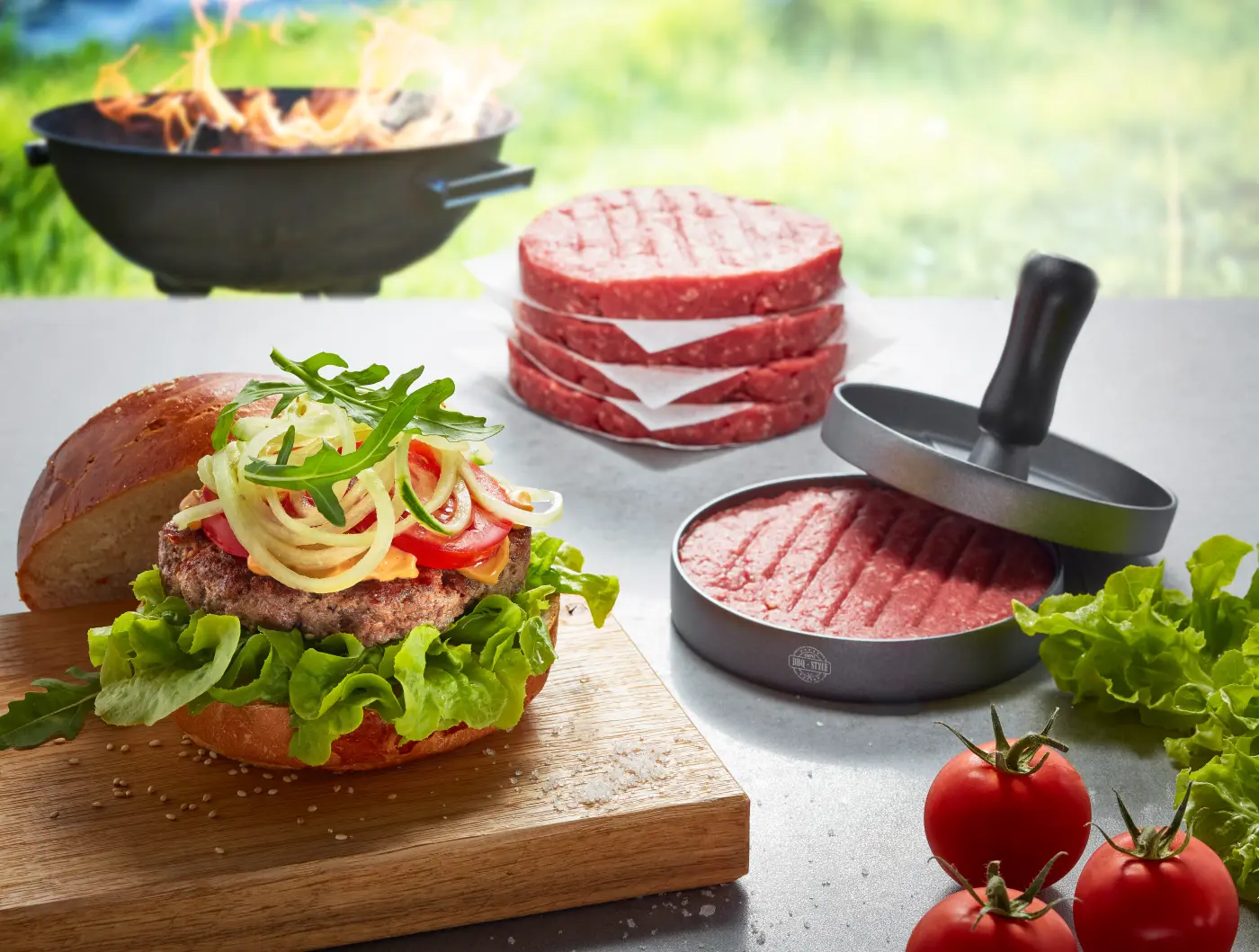Gefu Hamburgerpresse BBQ Grau