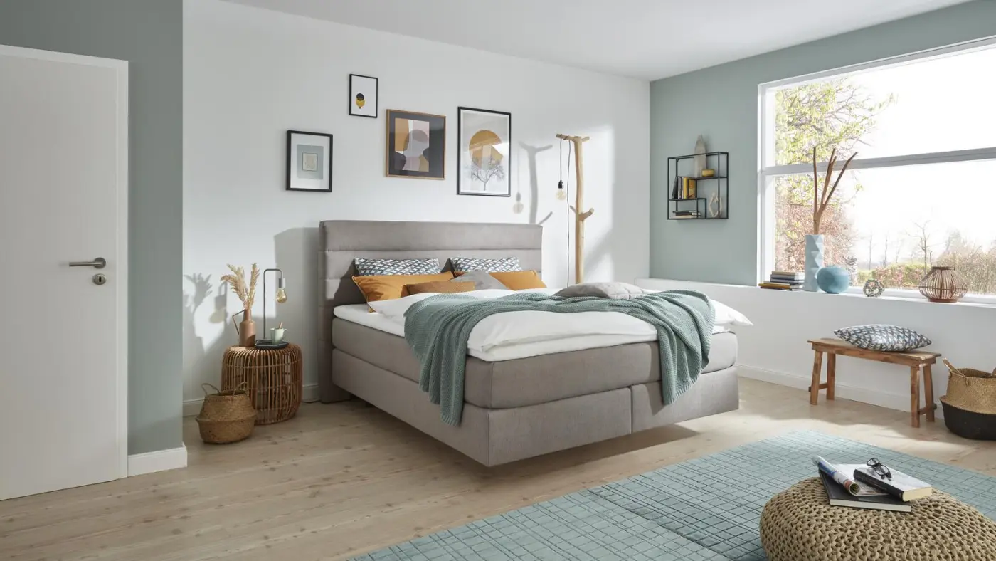 Oschmann  Boxspringbett OC-BX21014 Stoff: 432002 Nele granit  LF 180 x 200 cm