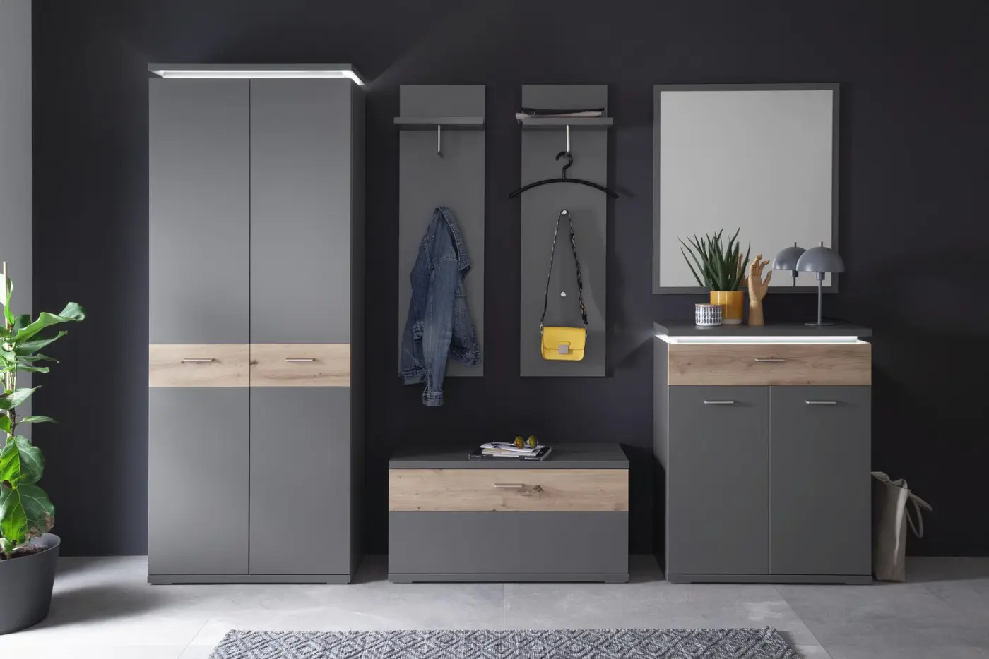 MCA Garderobenkombination  Teneriffa Royal grey Melamin NB.