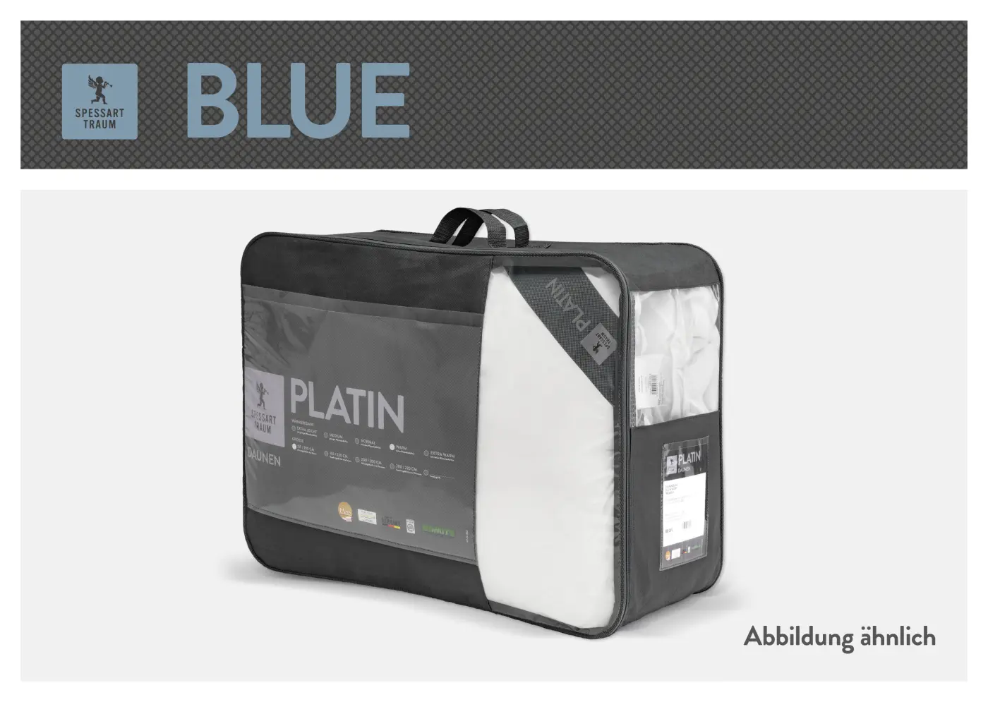 Spessarttraum Daunendecke Blue, 155x 220cm, 0,88 Gramm weiß