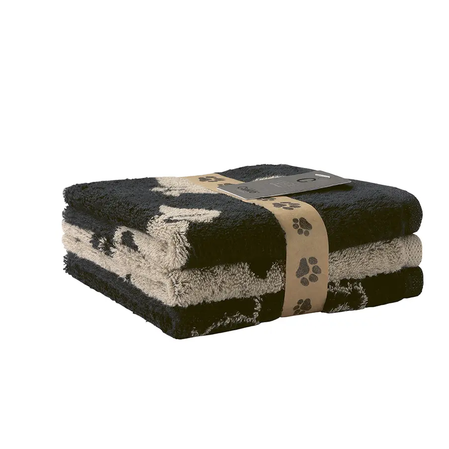 Cawoe Bundle 3 Seiflappen We love Dog schwarz/natur 17,5/17,5 cm