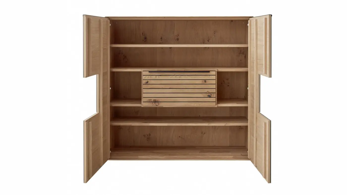 Decker  Highboard Nevada Asteiche massiv ca. 122 x 119 x 39,5 cm