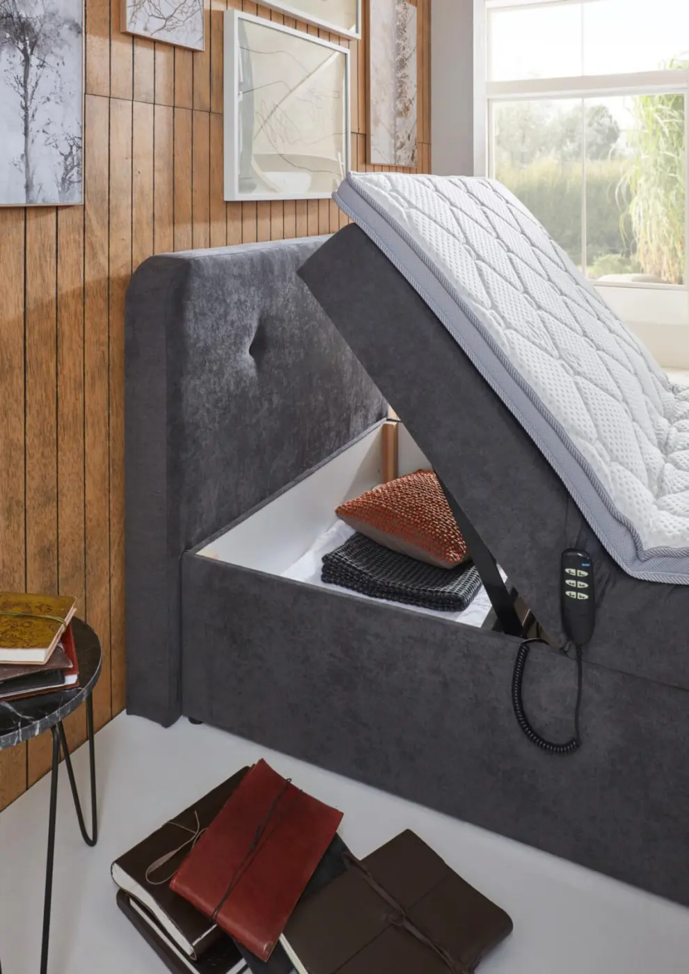 sun garden  Boxspringbett  BX 1880 Motor Gabriola taupe LF 120 x 200 cm