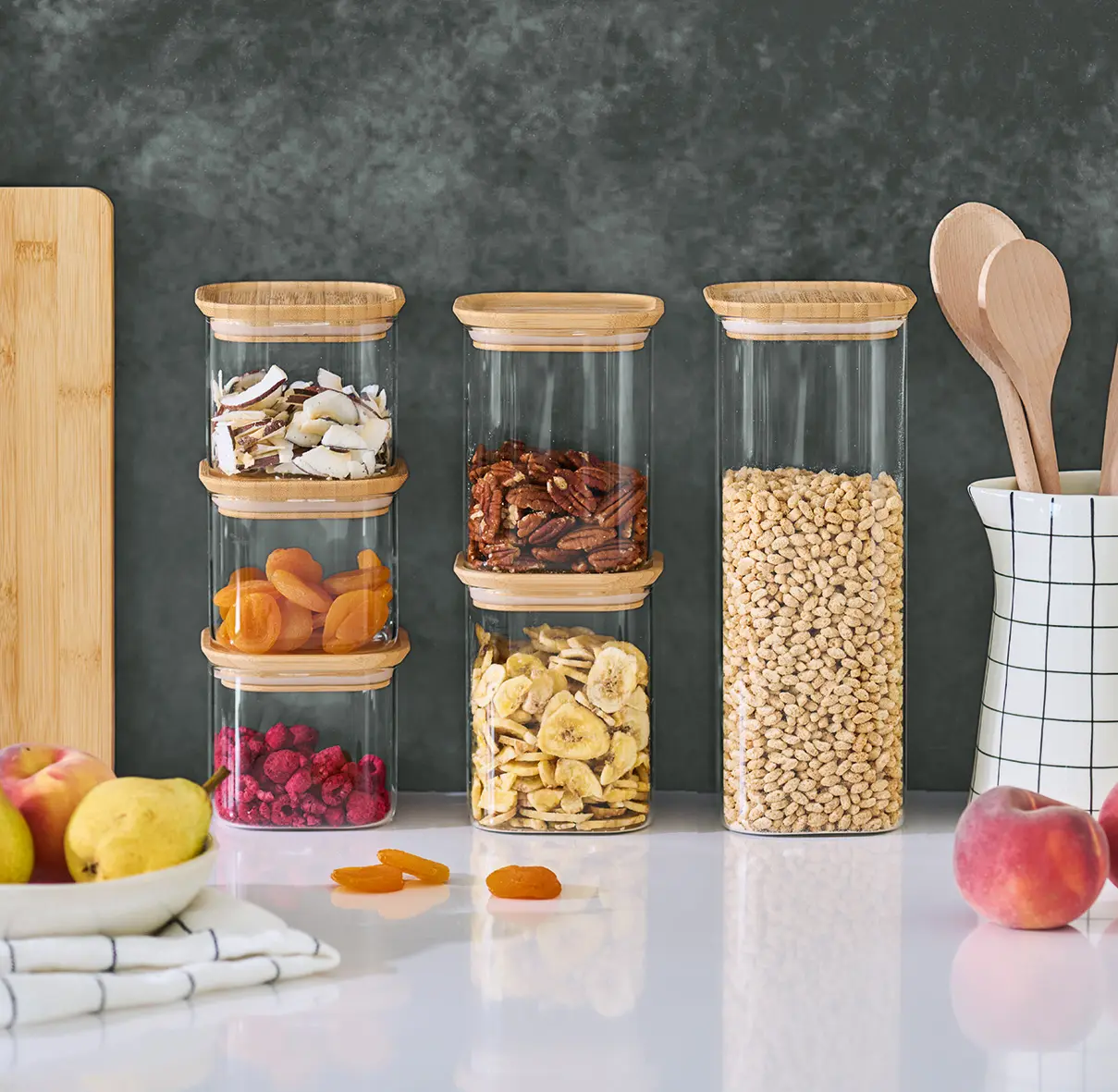 Zeller Vorratsglas-Set 6-tlg. mit Bambusdeckeln