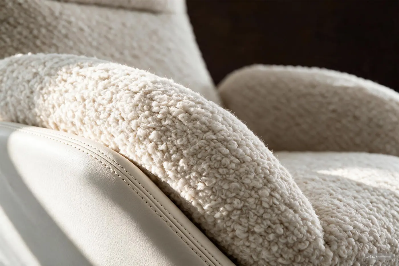 Willi Schillig  Drehsessel motorisch cloud9 Leder Elfenbein/Schaffelloptik Cream mit Akku