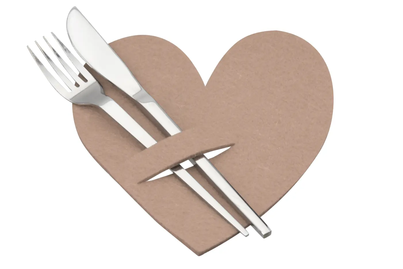 Gilde Bestecktaschen Herz beige 18 cm Filz