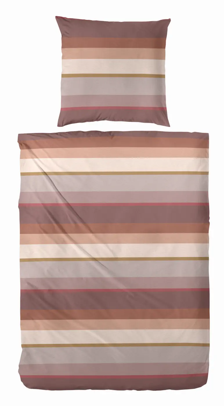 Hahn  Feinbieberbettwäsche 155 x 220 cm gestreift braun-rot