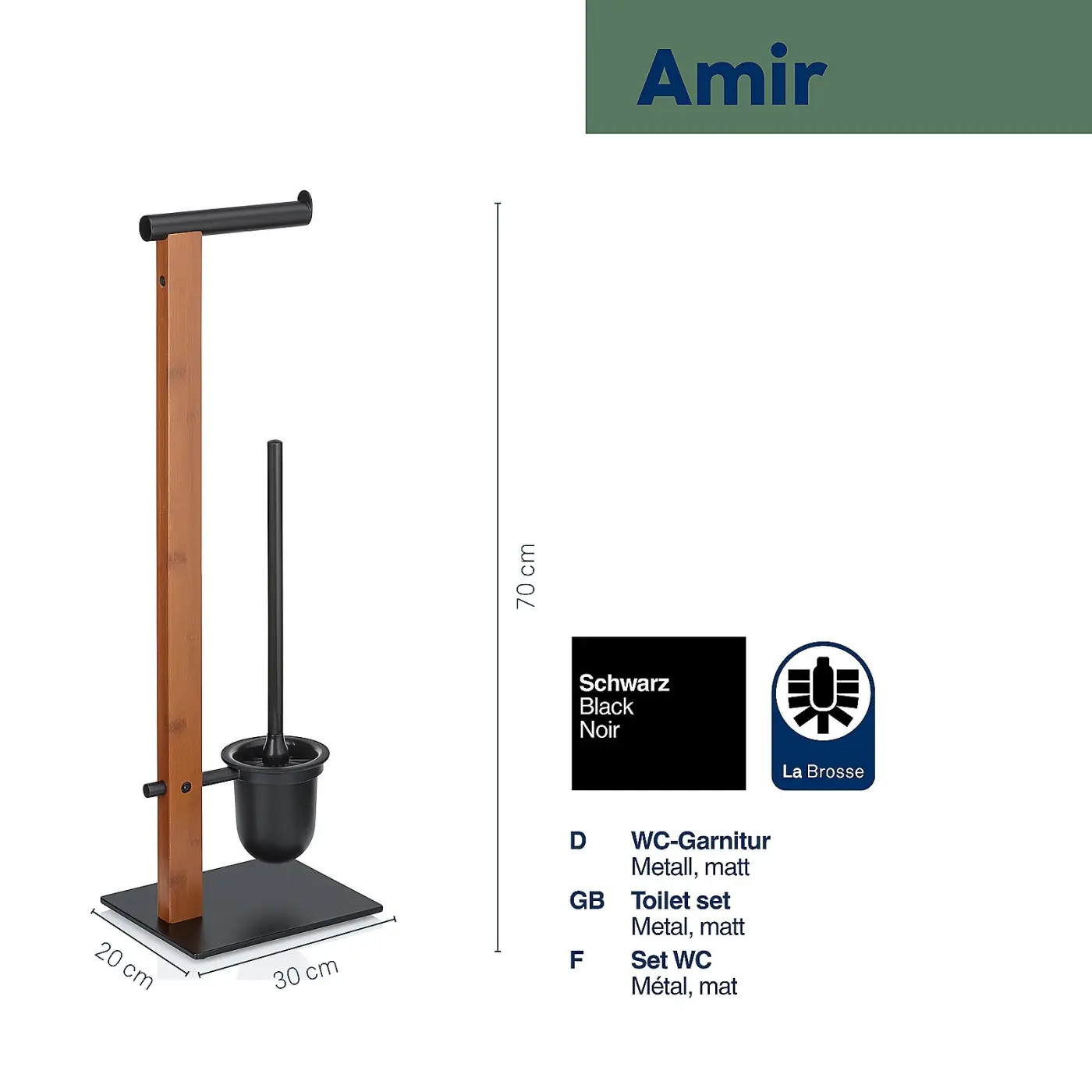 Kela Toilettengarnitur Amir schwarz/braun